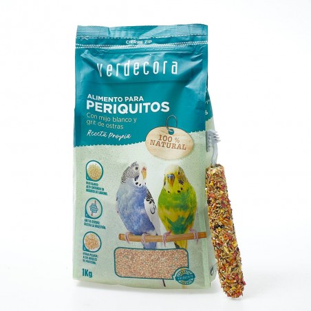 LOTE COMIDA PARA PERIQUITOS VERDECORA + BARRITA.