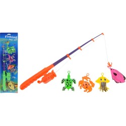 CAÑA DE PESCAR 42CM CON 4 ANIMALES MARINOS