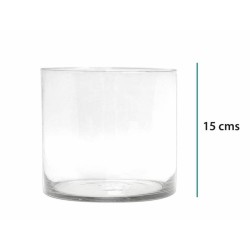 FLORERO CILÍNDRICO DE VIDRIO