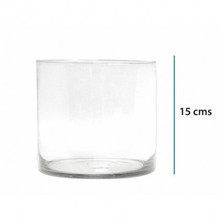 FLORERO CILÍNDRICO DE VIDRIO