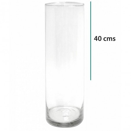 FLORERO CILINDRICO DE VIDRIO