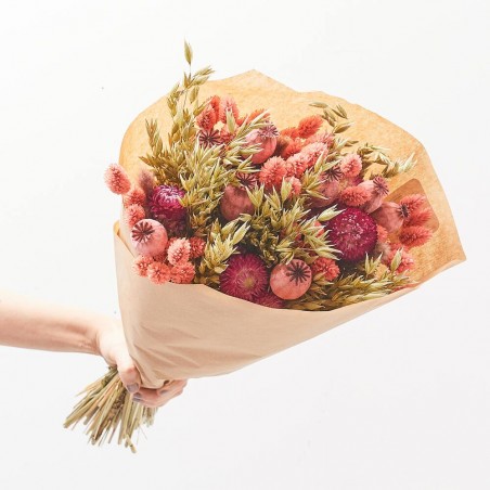 Bouquet flor seca rosa/verde