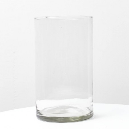 FLORERO CILÍNDRICO DE VIDRIO