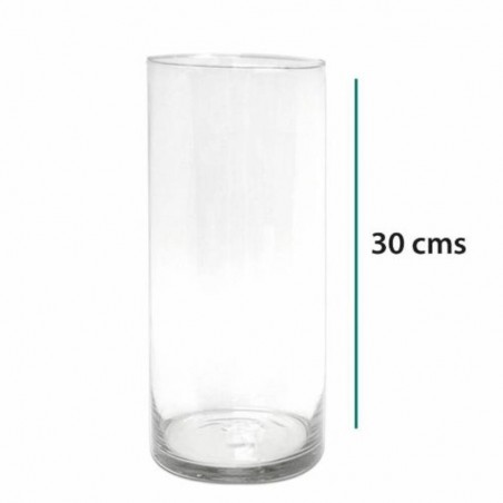 FLORERO CILÍNDRICO DE VIDRIO