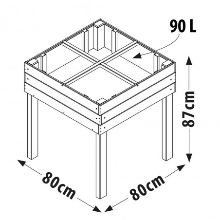 MESA HUERTO 90L 80X80X87CM