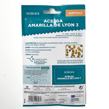 SEMILLAS ACELGA AMARILLA LYON VERDECORA