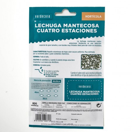 SEMILLAS LECHUGA MANTECOSA CUATRO ESTACIONES VERDECORA