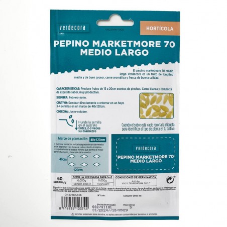 SEMILLAS PEPINO MARKETMORE VERDECORA