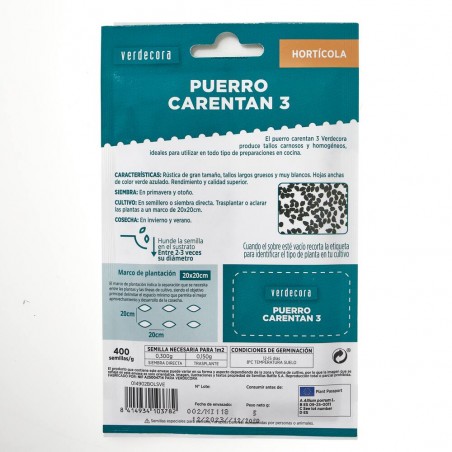 SEMILLAS PUERRO CARENTAN VERDECORA