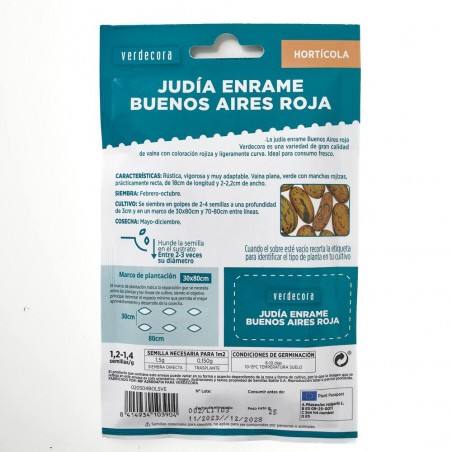 SEMILLAS JUDIA BUENOS AIRES ROJA VERDECORA