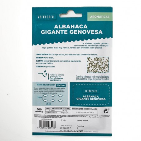 SEMILLAS ALBAHACA GIGANTE GENOVESA VERDECORA