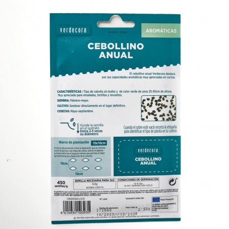 SEMILLAS CEBOLLINO ANUAL VERDECORA