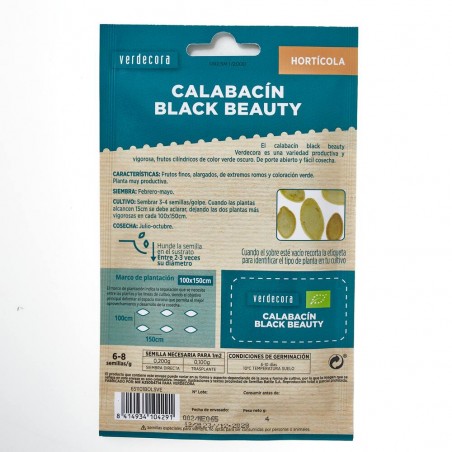 SEMILLAS ECOLÓGICAS CALABACIN BLACK BEAUTY VERDECORA