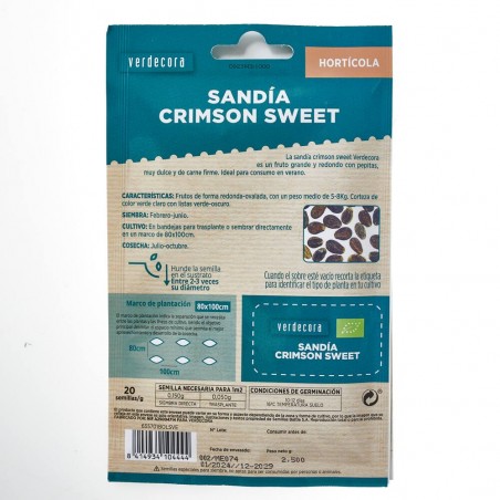 SEMILLAS ECOLÓGICA SANDIA CRIMSON SWEET  VERDECORA