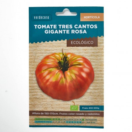 SEMILLAS ECOLÓGICAS TOMATE TRES CANTOS GIGANTE ROSA VERDECORA