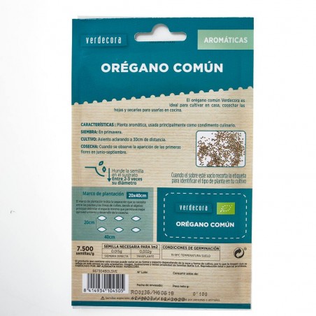 SEMILLAS ECOLÓGICAS ORÃ‰GANO COMÃšN VERDECORA
