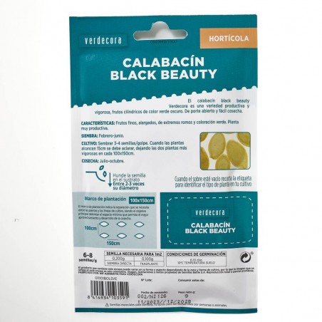 SEMILLAS CALABACIN BLACK BEAUTY VERDECORA