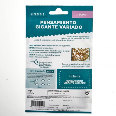 SEMILLAS PENSAMIENTO VARIADO VERDECORA