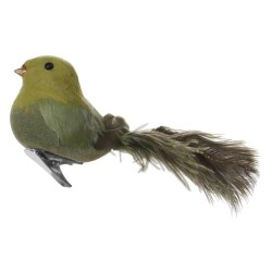 PÁJARO VERDE COLA AVESTRUZ 17CM FIGURA