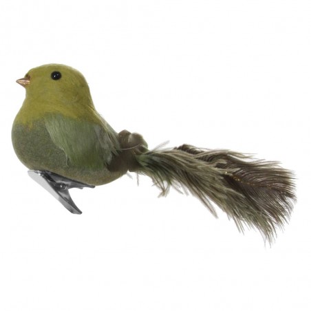PÁJARO VERDE COLA AVESTRUZ 17CM FIGURA