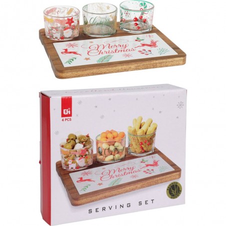 SET APERITIVO TABLA CORTE ACACIA 4 PIEZAS
