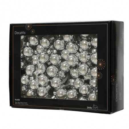 SET 144 BOLAS CRISTAL 2.5CM PLATA