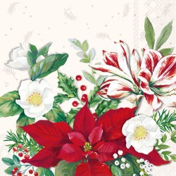 CHRISTMAS FLORALS WHITE SERVILLETA