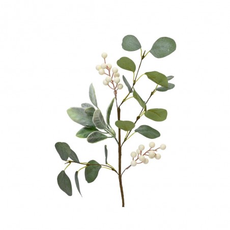 RAMA ARTIFICIAL HOJAS Y BERRIES BLANCOS 50CM