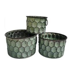 MACETERO DE ZINC CON ASAS LATERALES VERDE
