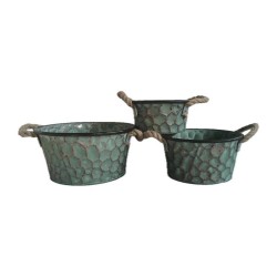 JARDINERA ZINC REDONDA CON ASAS CUERDA