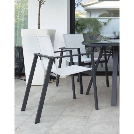 SILLA ALUMINO OPORTO GRIS ANTRACITA