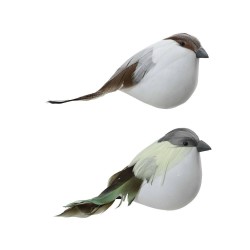 PÁJARO BLANCO-COLORES COLA PLUMAS 15CM