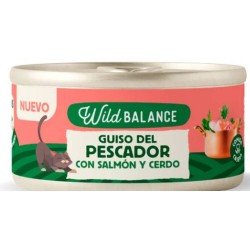 LATA GUISO DEL PESCADOR SALMÓN Y CERDO PARA GATO 80GR WILDBALANCE