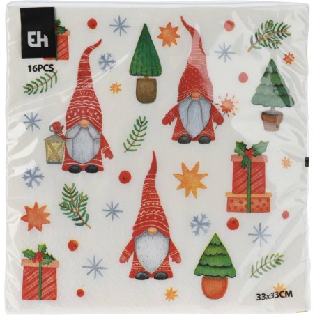 SERVILLETA DUENDES NAVIDEÑOS 33X33CM