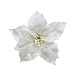 FLOR DE PASCUA ARTIFICIAL BLANCA PURPURINA CLIP