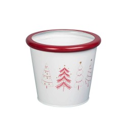 MACETERO METAL 20X17CM BLANCO/ROJO