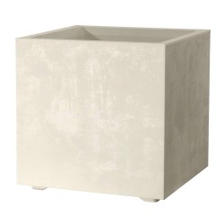 MACETA CUBO MILLENNIUM BLANCO PERLA RESERVA DE AGUA