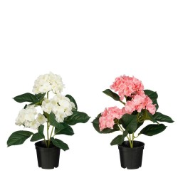 HORTENSIA ARTIFICIAL ROSA O BLANCA 32CM MACETA