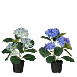 HORTENSIA ARTIFICIAL AZUL 32CM MACETA