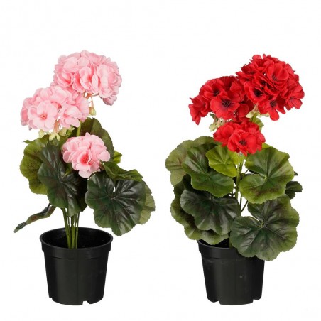 GERANIO ARTIFICIAL ROSA/ROJO 31CM MACETA