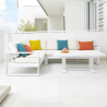 CONJUNTO CORNER BAKU ALUMINIO BLANCO 3 PIEZAS CON MESA ELEVABLE