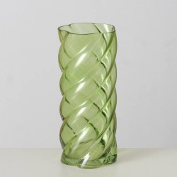 JARRON CRISTAL VERDE CURVO H30CM