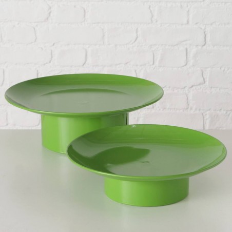 BANDEJA CON PIE VERDE 10X32CM