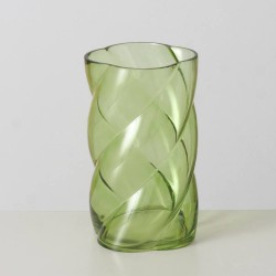 JARRON CRISTAL VERDE CURVO H25CM