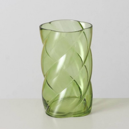 JARRON CRISTAL VERDE CURVO H25CM
