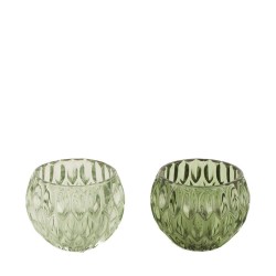 PORTAVELAS VIDRIO VERDE Ø8X6CM