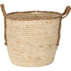 CESTAS NATURAL CON MANIJA COLOR 28X28X23CM