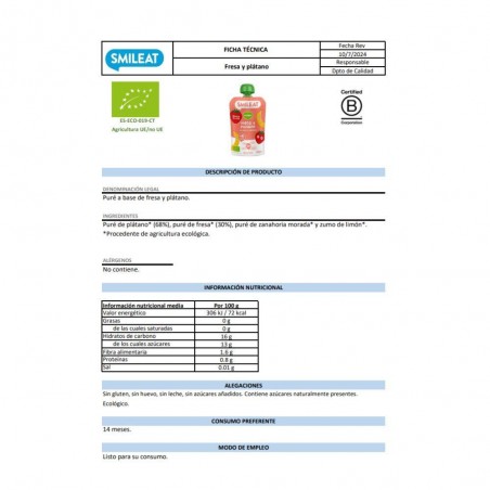POUCH FRESA Y PLÁTANO ECOLÓGICO
