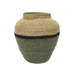 CESTA VASIJA NEGRO VERDE L30-W30-H33CM