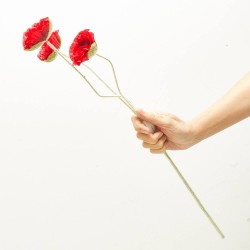 POPPY X 3 ROJO 61CM TALLO